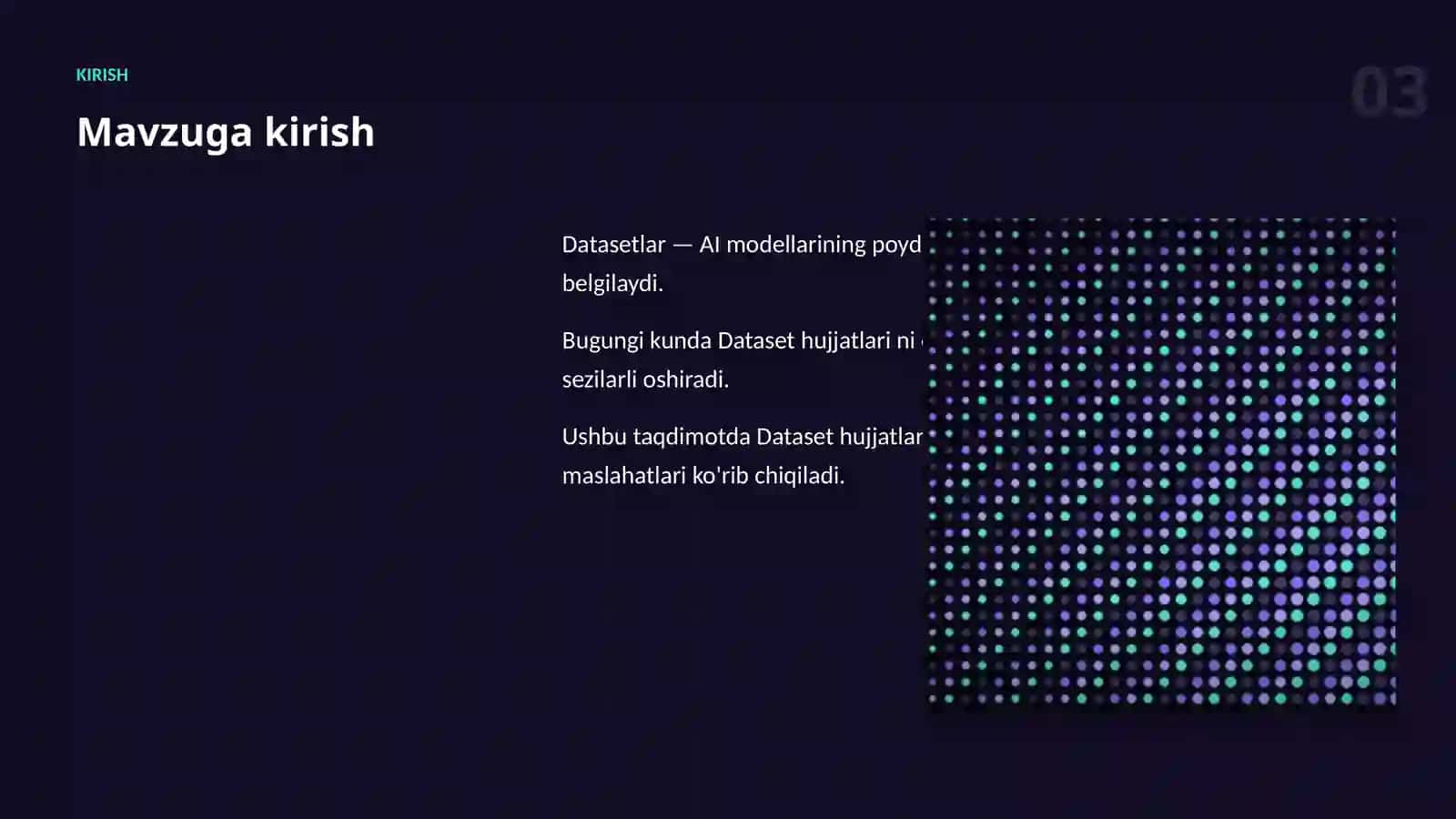 Datasetlar va ma'lumot 3