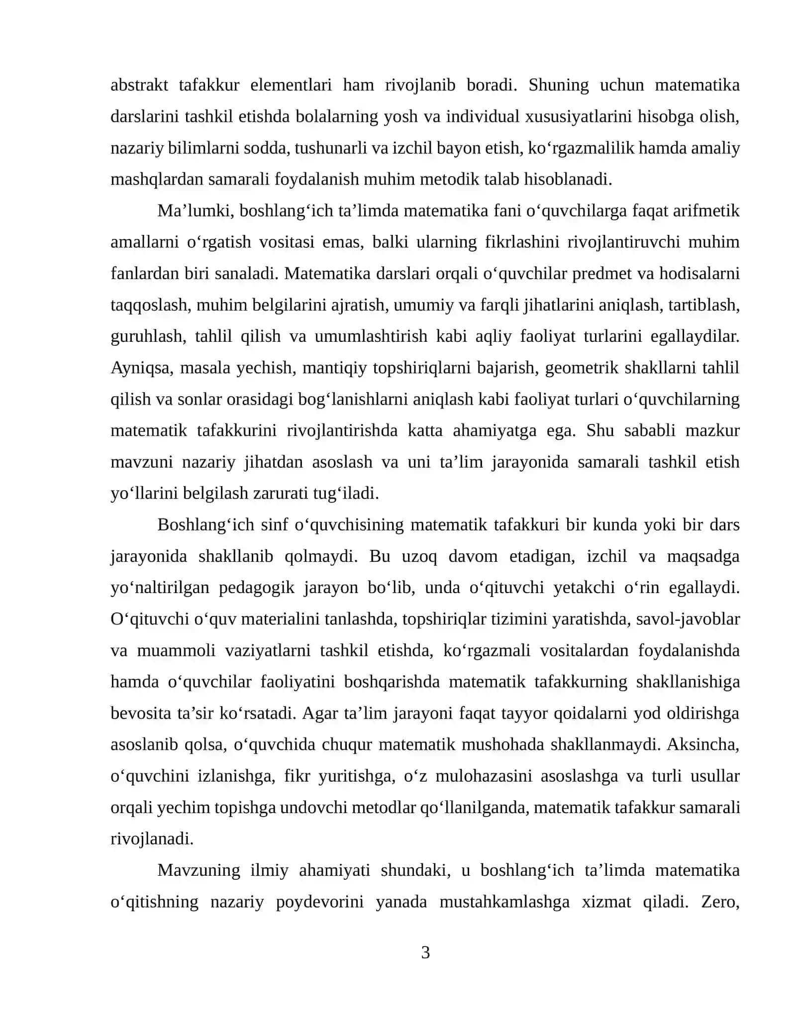 Boshlang'ich Sinf O'quvchilarining Matematik Tafakkurini Shakllantirishning Nazariy Asoslari 3