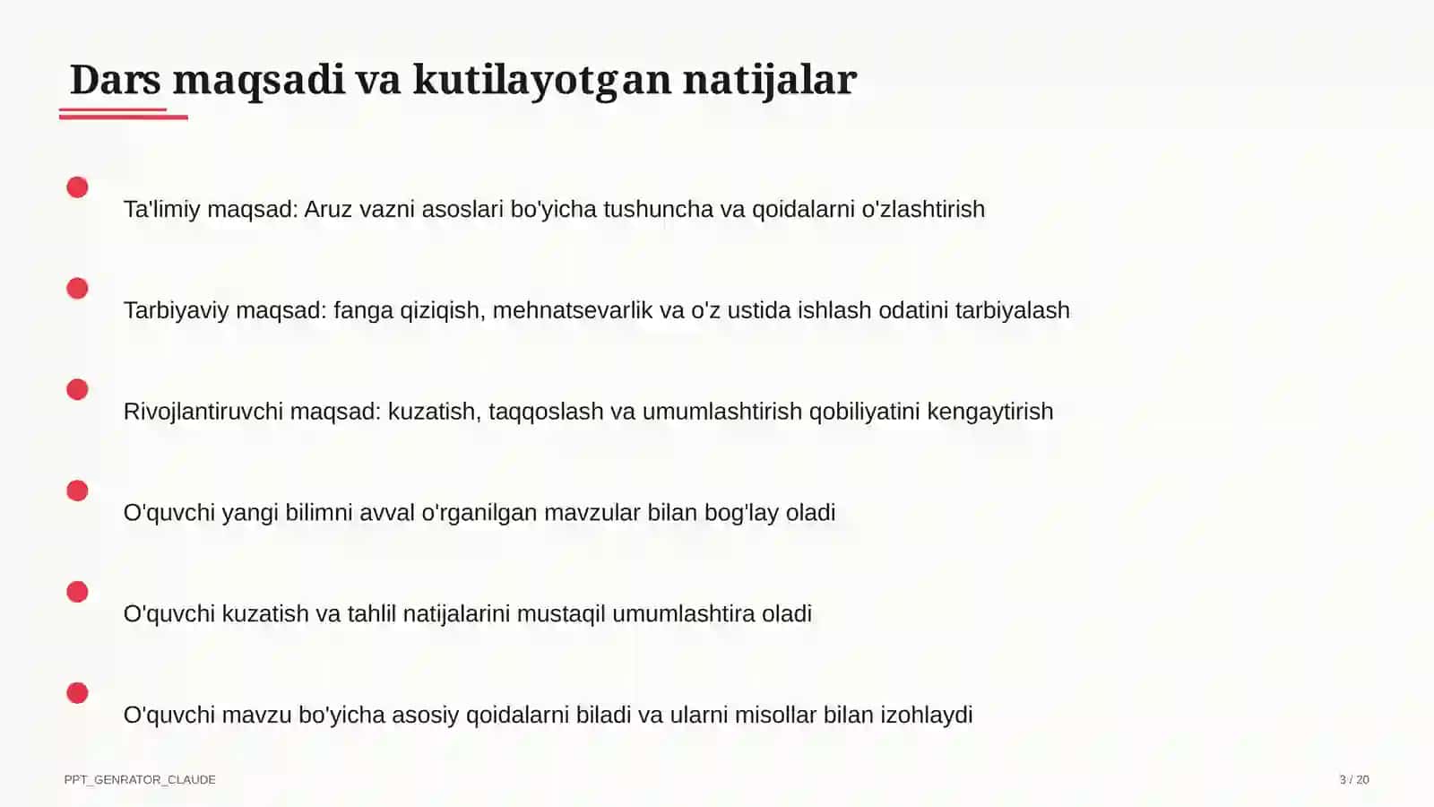 Aruz vazni asoslari (9-sinf) 3