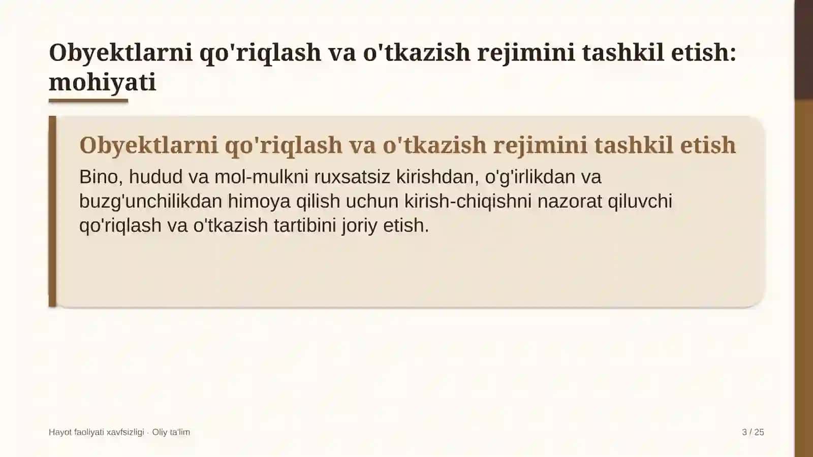 Energetikada obyektlarni qo'riqlash va o'tkazish rejimini tashkil etish 3