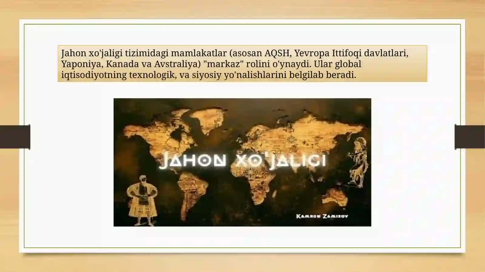Jahon xo’jaligida rivojlangan mamlakatlarning o’rni 3