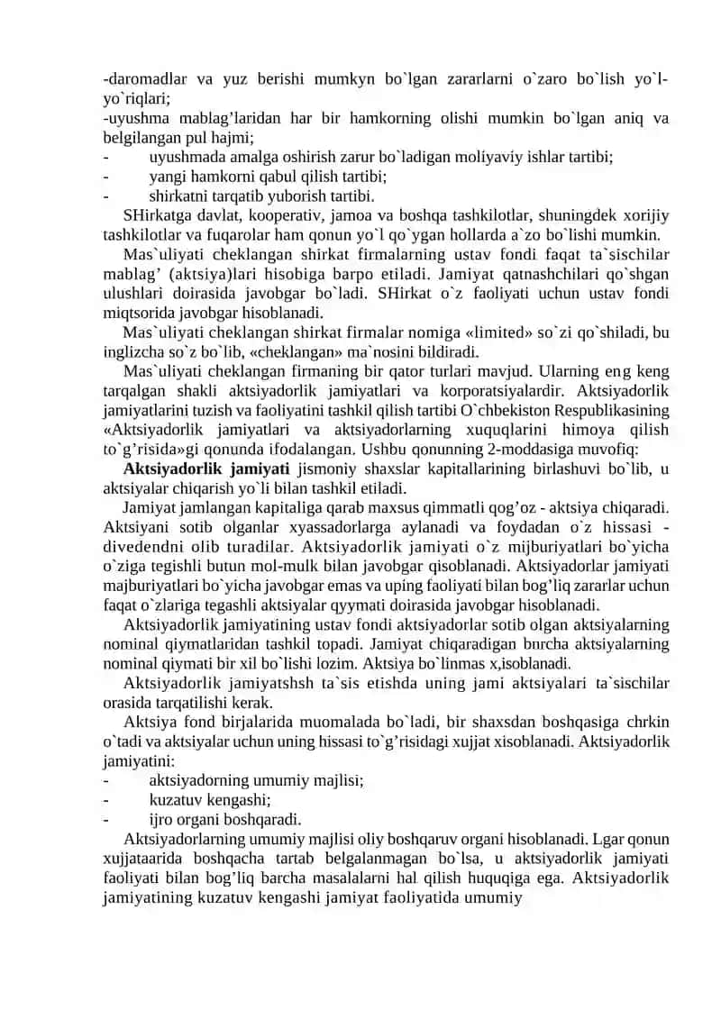 Biznes va tadbirkorlik faoliyatining shakllari 3