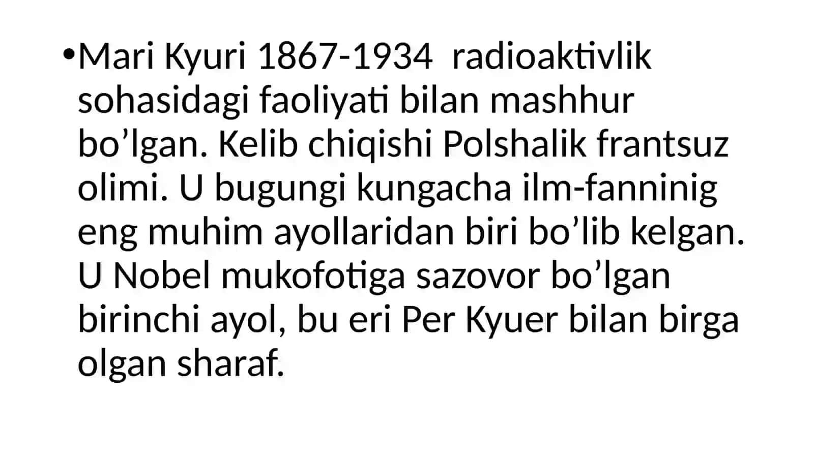 M. Kyurining kimyoviy kashfiyoti 3