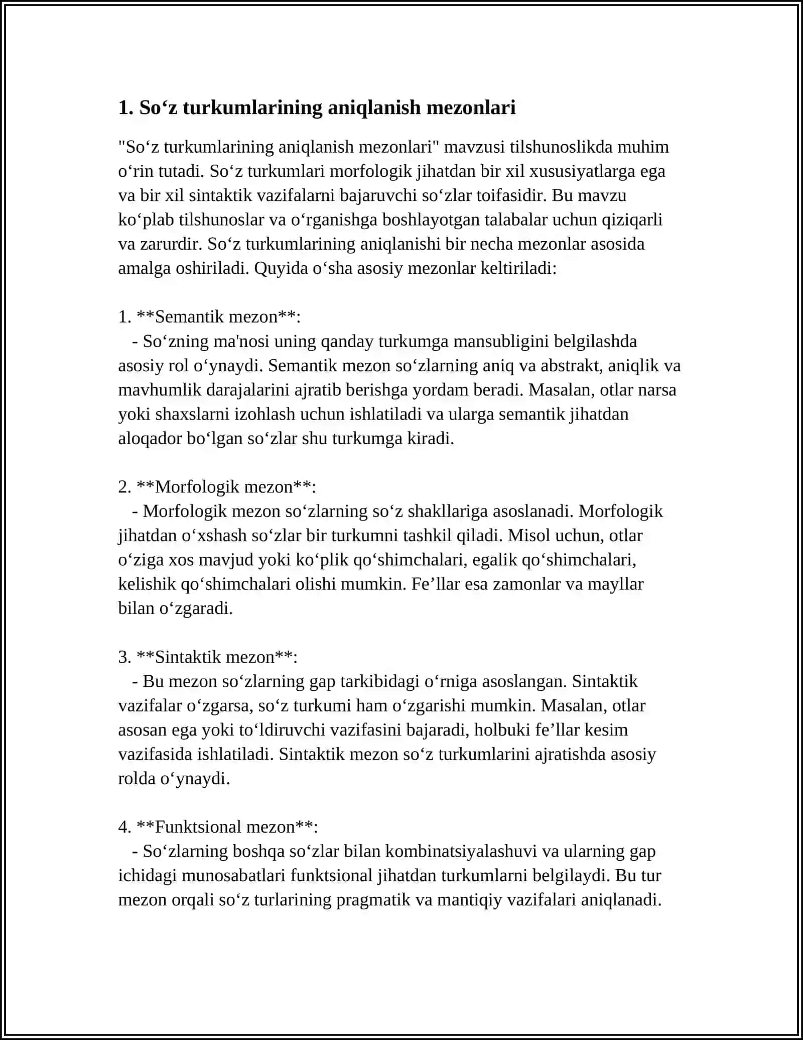 TURLI TILLARDA SOʻZ TURKUMLARINI TASNIFLASH TAMOYILLARI 3