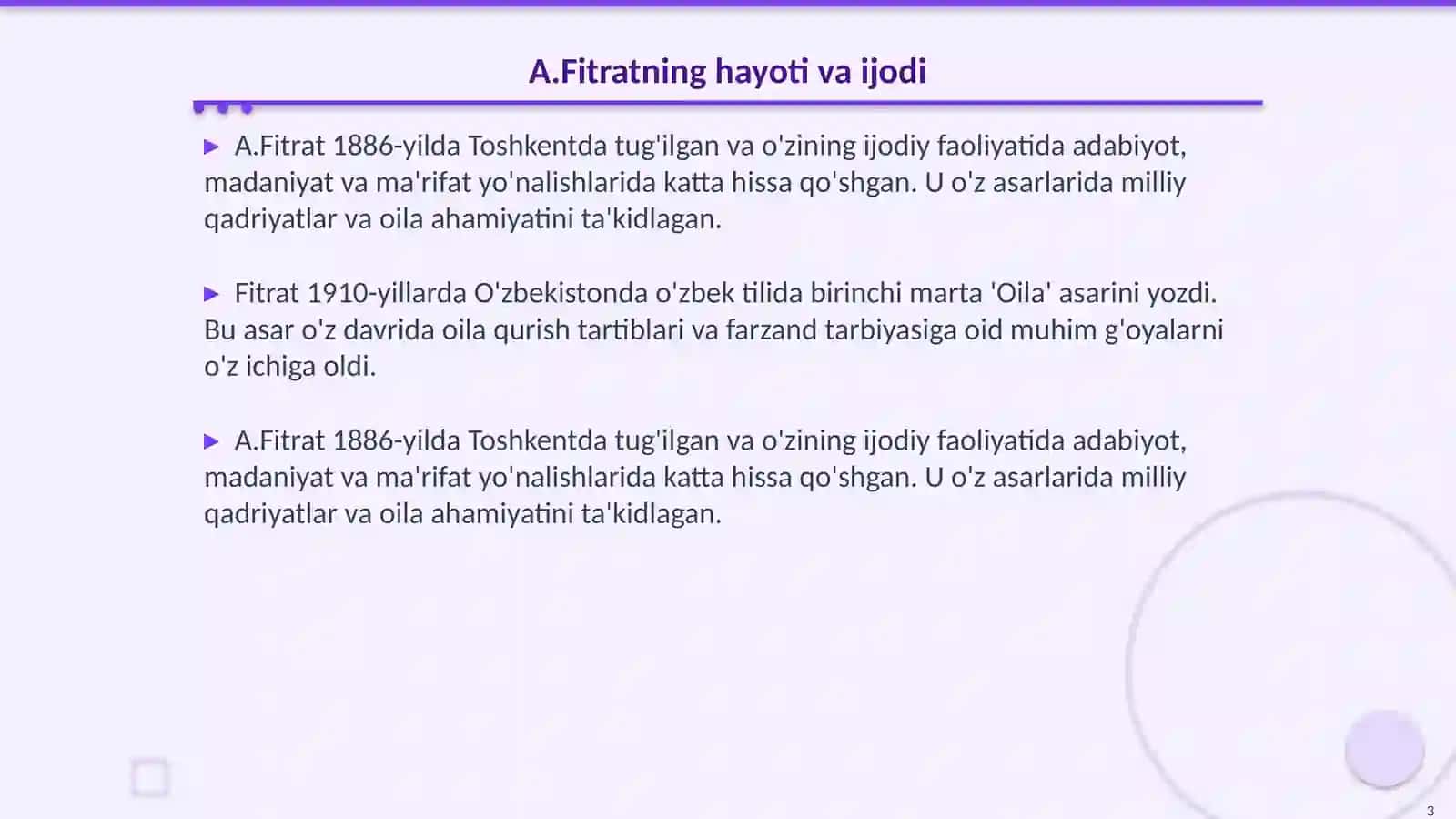 A.Fitratning “Oila asari”dagi oila qurish tartiblari va farzand tarbiyasiga oid gʻoyalarboʻyicha esse tayyorlash 3