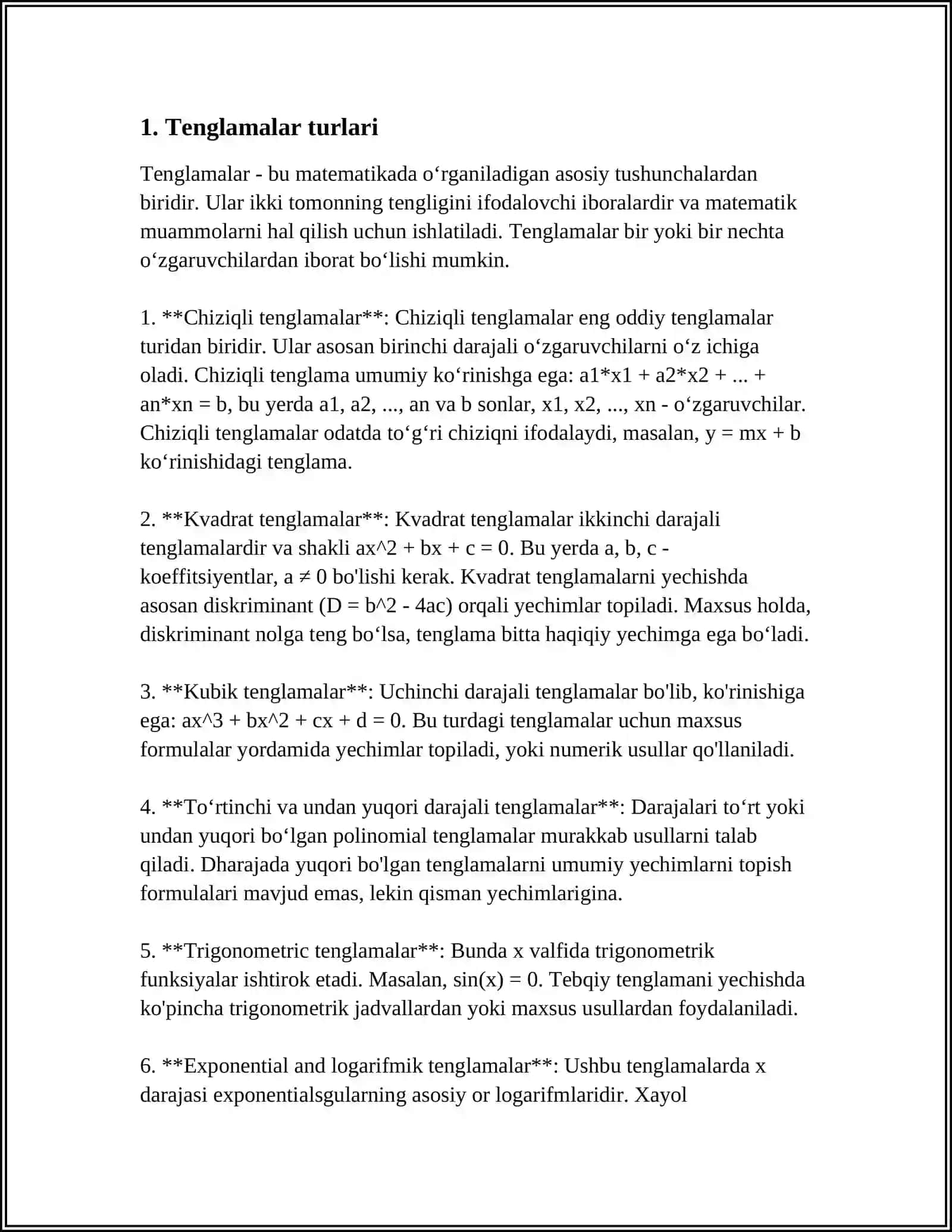 TENGLAMALAR VA ULARNI YECHISHGA O'RGATISH USULLARI 3