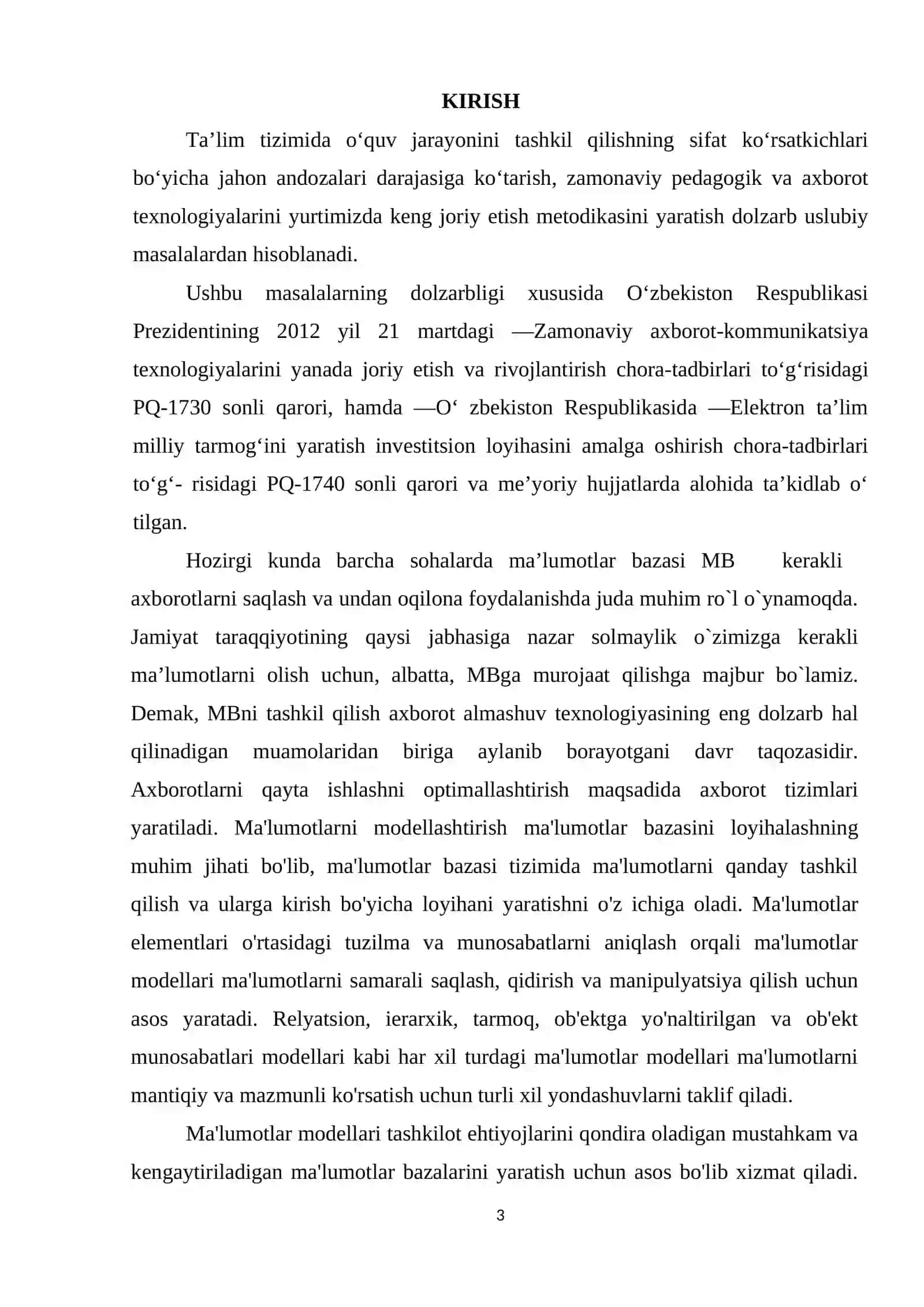 MA’LUMOTLARNING MODELLARI 3