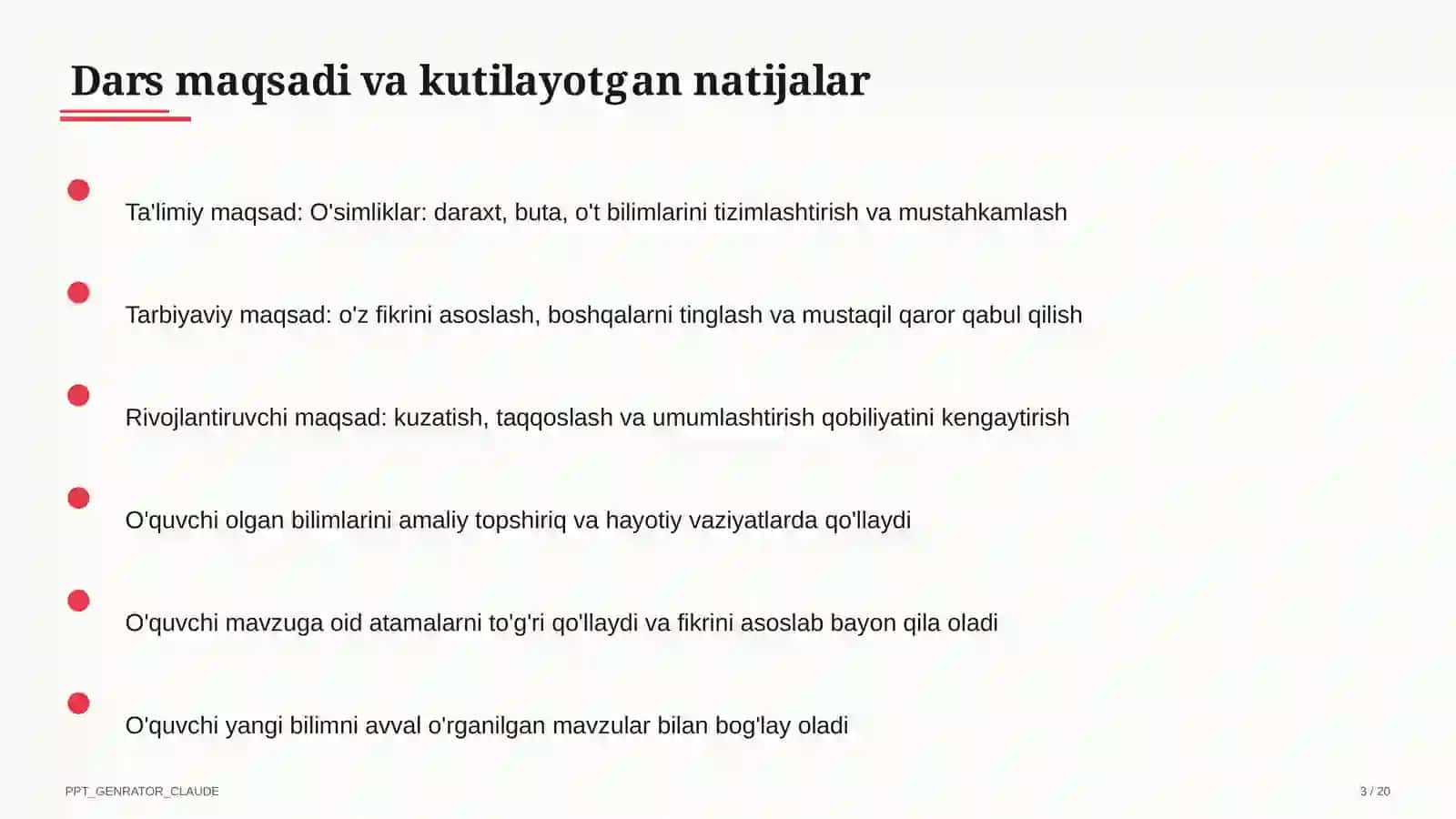 O'simliklar: daraxt, buta, o't (1-sinf) 3