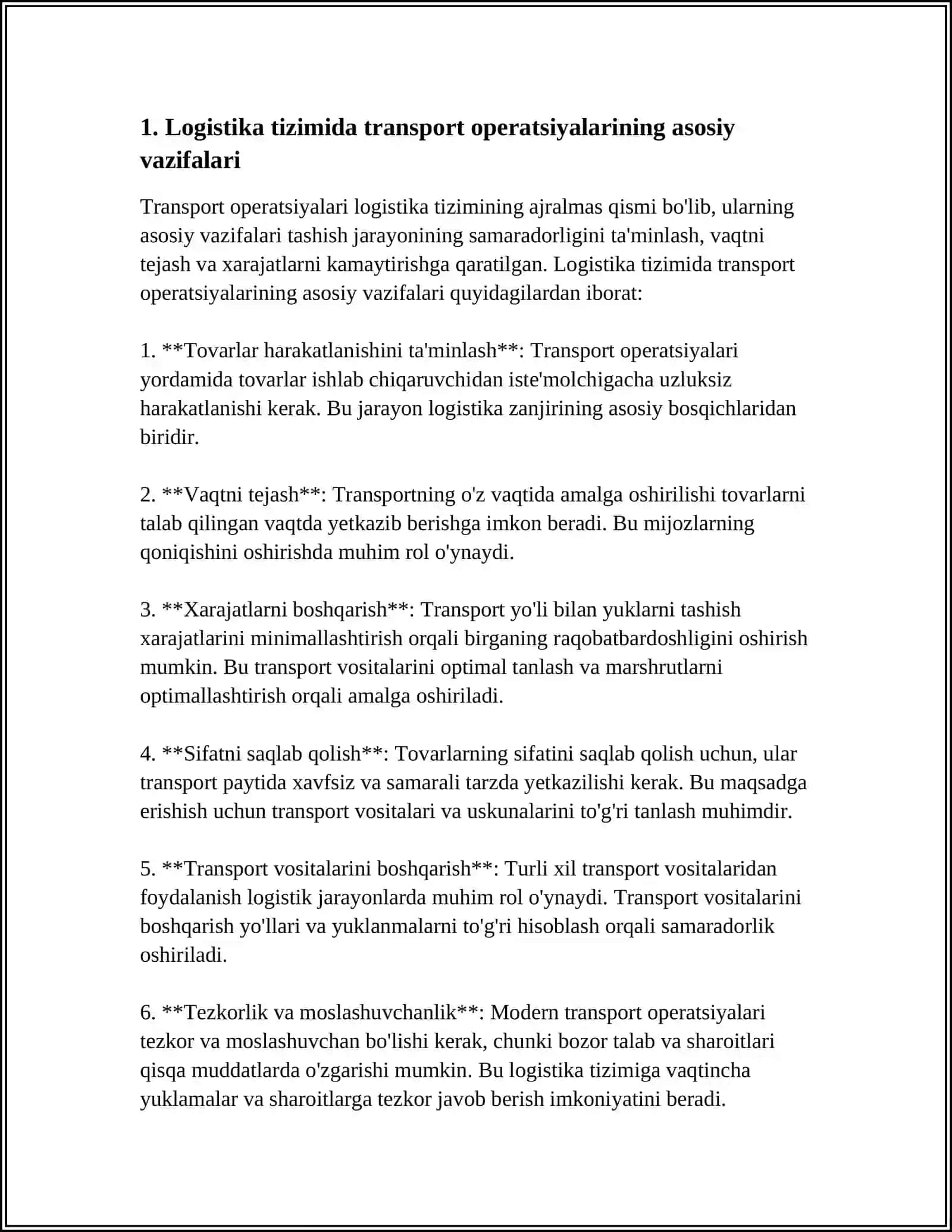LOGISTIKADA TRANSPORT OPERATSIYALARINING ROLI VA AHAMIYATI 3