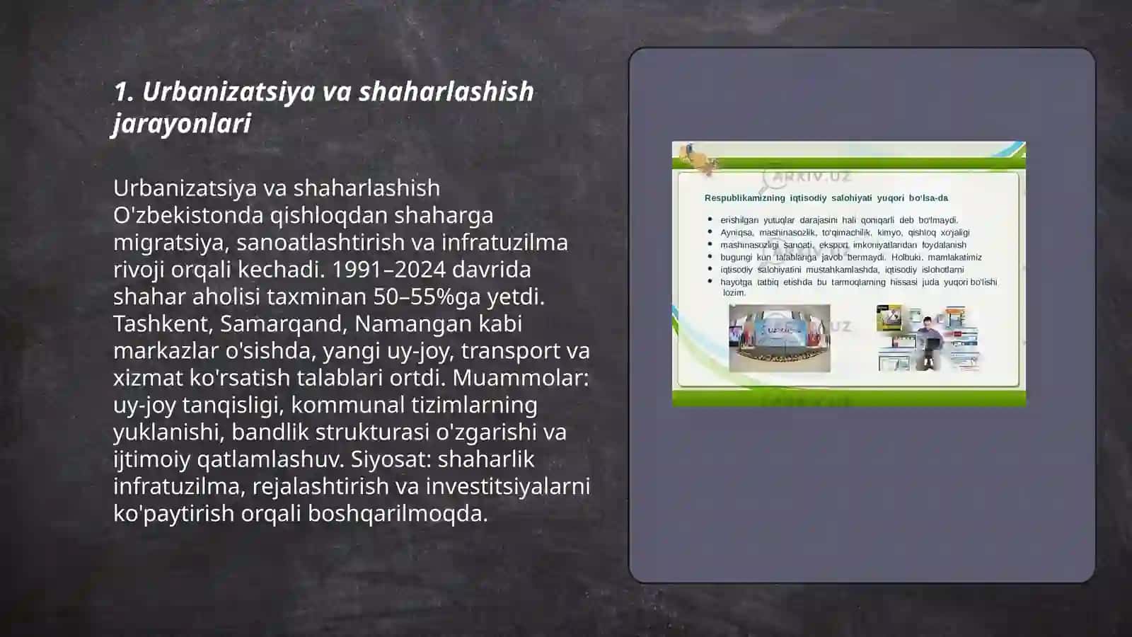 Urbanizatsiya va shaharlashish jarayonlari 3