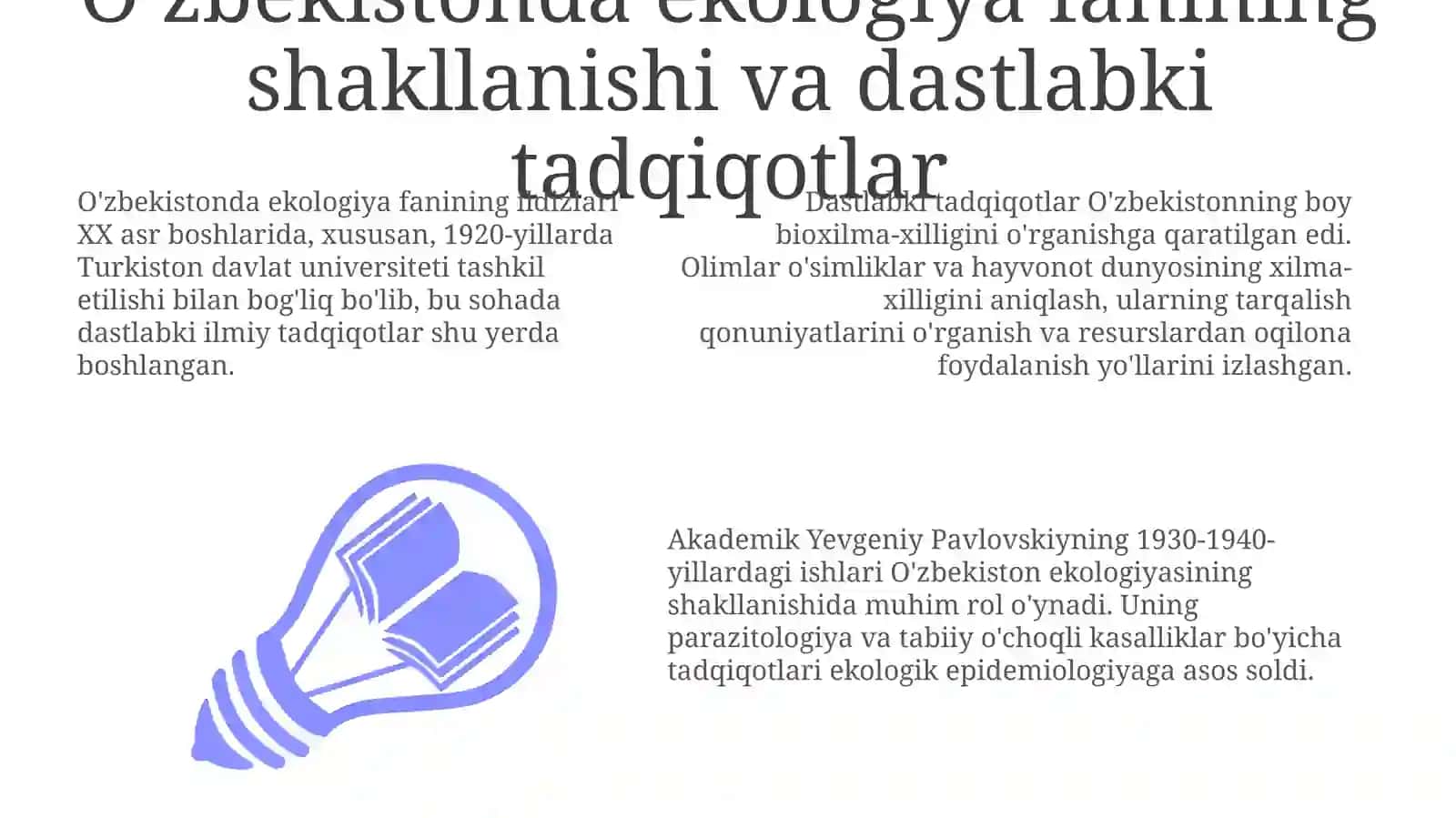 O‘zbekistonda ekologiya fanining qisqacha rivojlanish tarixi 3