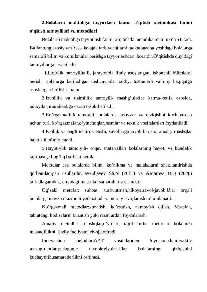 Bolalarni maktabga tayyorlash fanini o’qitish metodikasi 3