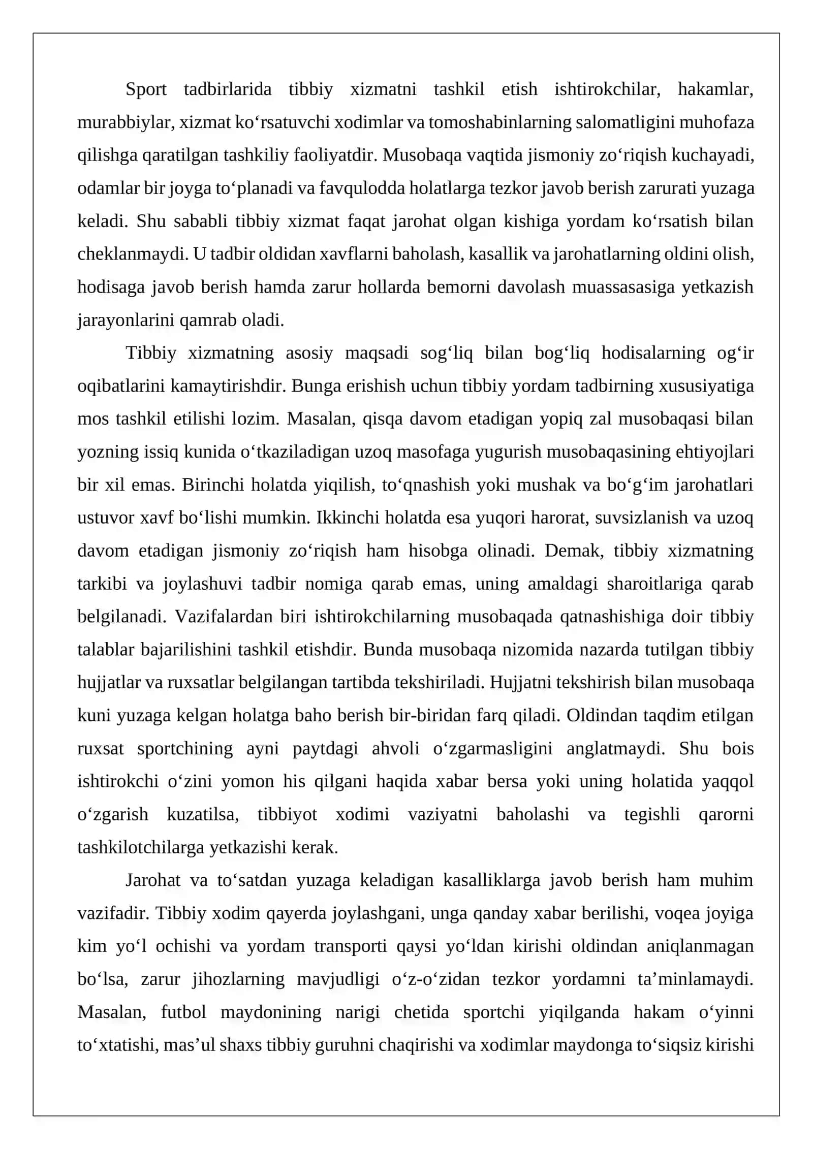 Sport tadbirlarida tibbiy xizmatni tashkil etish 3