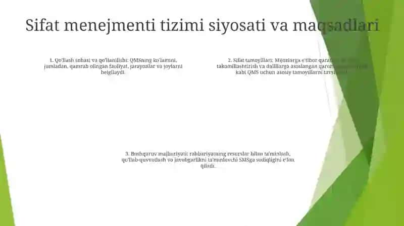 Sifatni Boshqarish Tizimiga Talablar 3