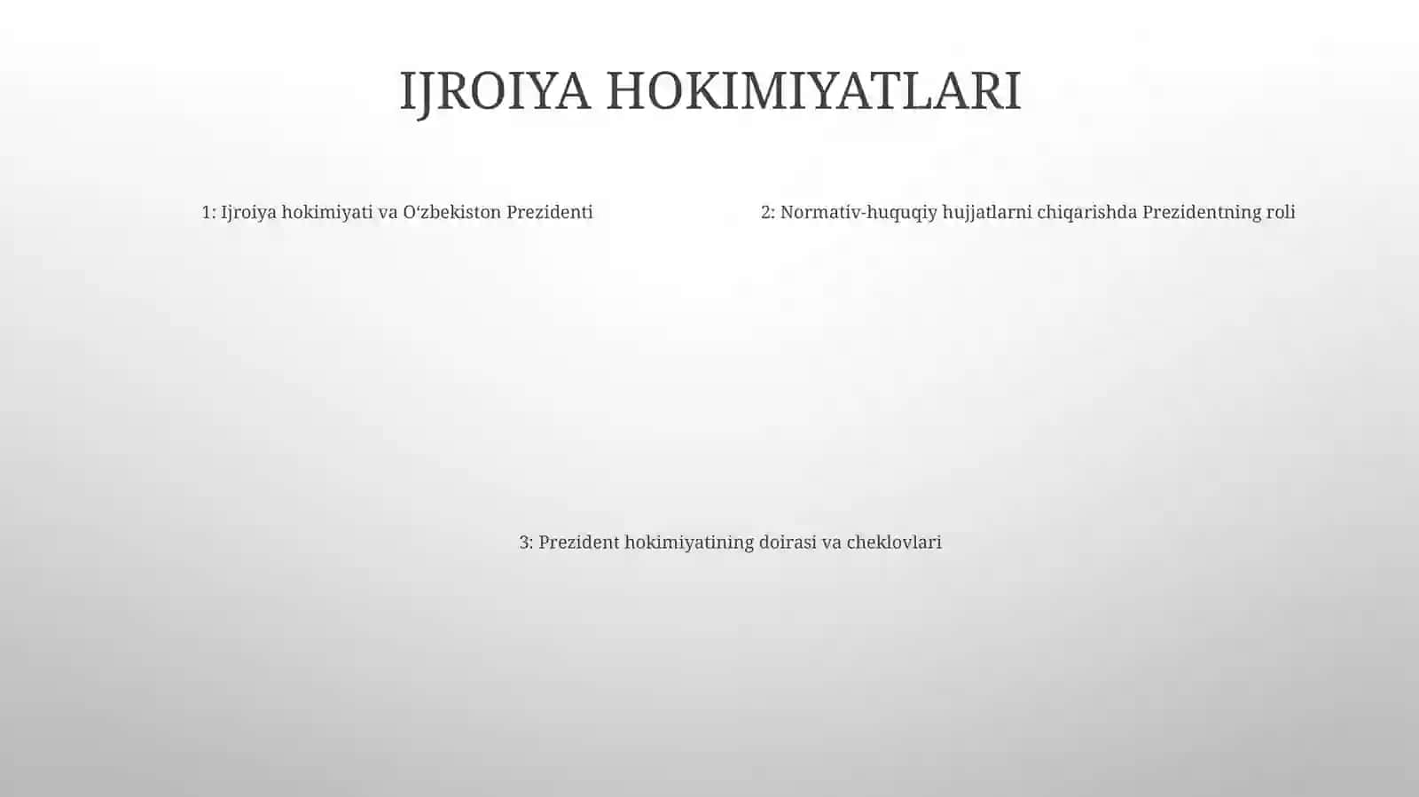 OʻZbekiston Respublikasi Prezidenti Vakolatlari Va Qabul Qiladigan Normativ Huquqiy Xujjatlar 3