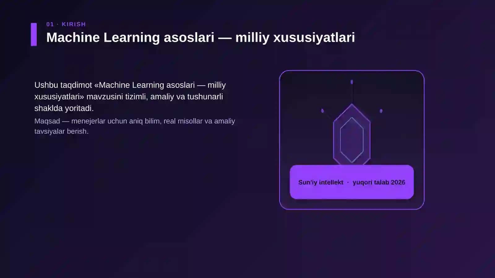 Machine Learning asoslari — milliy xususiyatlari 3