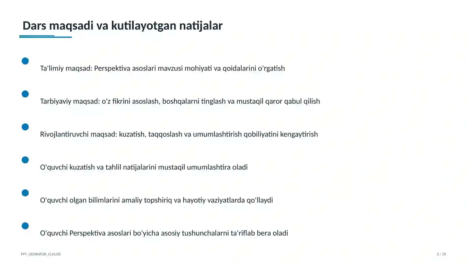 Perspektiva asoslari (5-sinf) 3