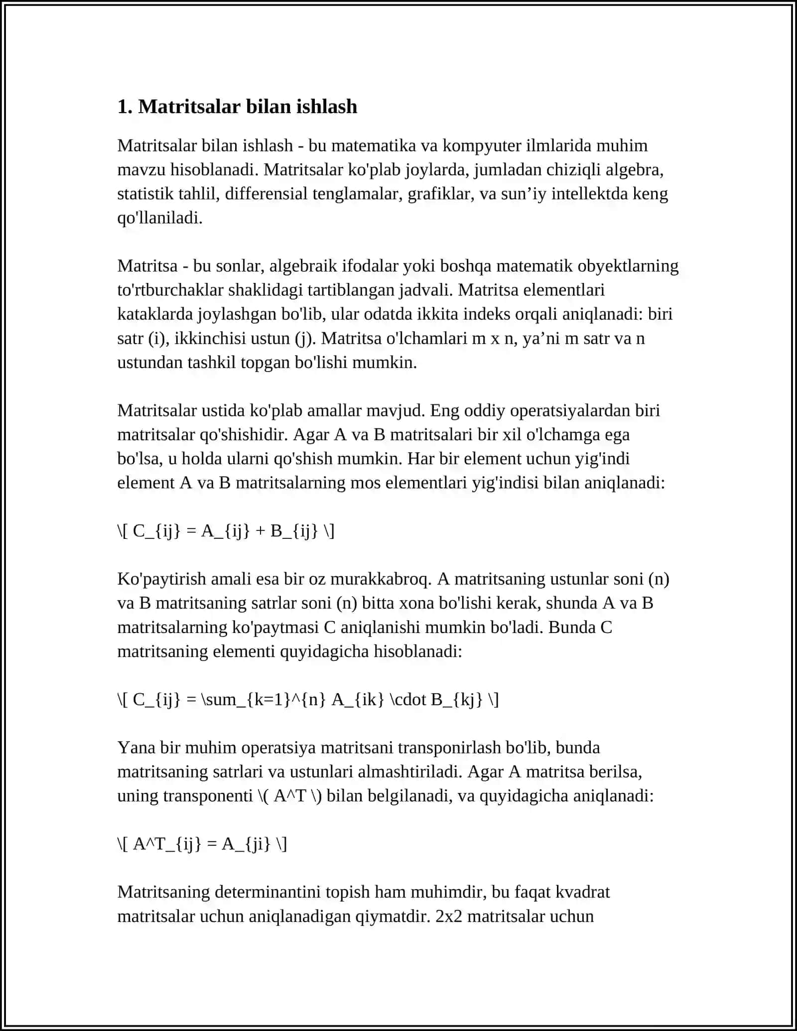 MATRITSALAR 3