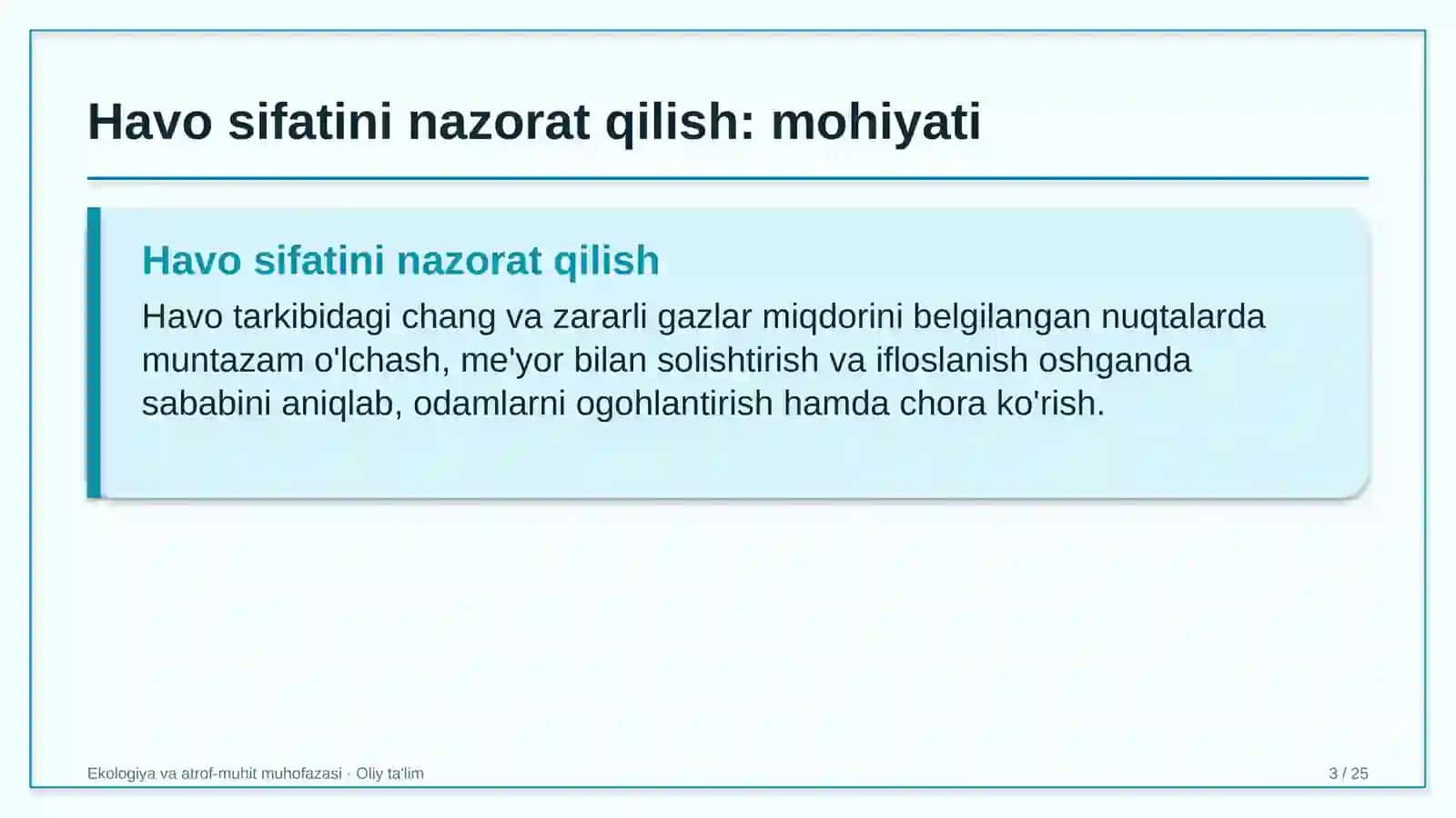 chegara oldi savdosida havo sifatini nazorat qilish 3086 3