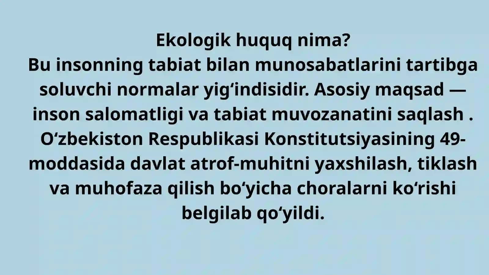 ekologik huquqlar va Yashil iqtisodiyot. fuqarolarning qulay atrof muhitdagu bo'lgan munosabatlari 3
