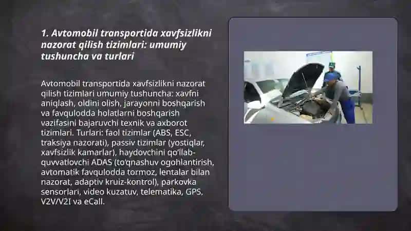 Avtomobil transportida xafsizlikni nazorat qilish tizimlari 3