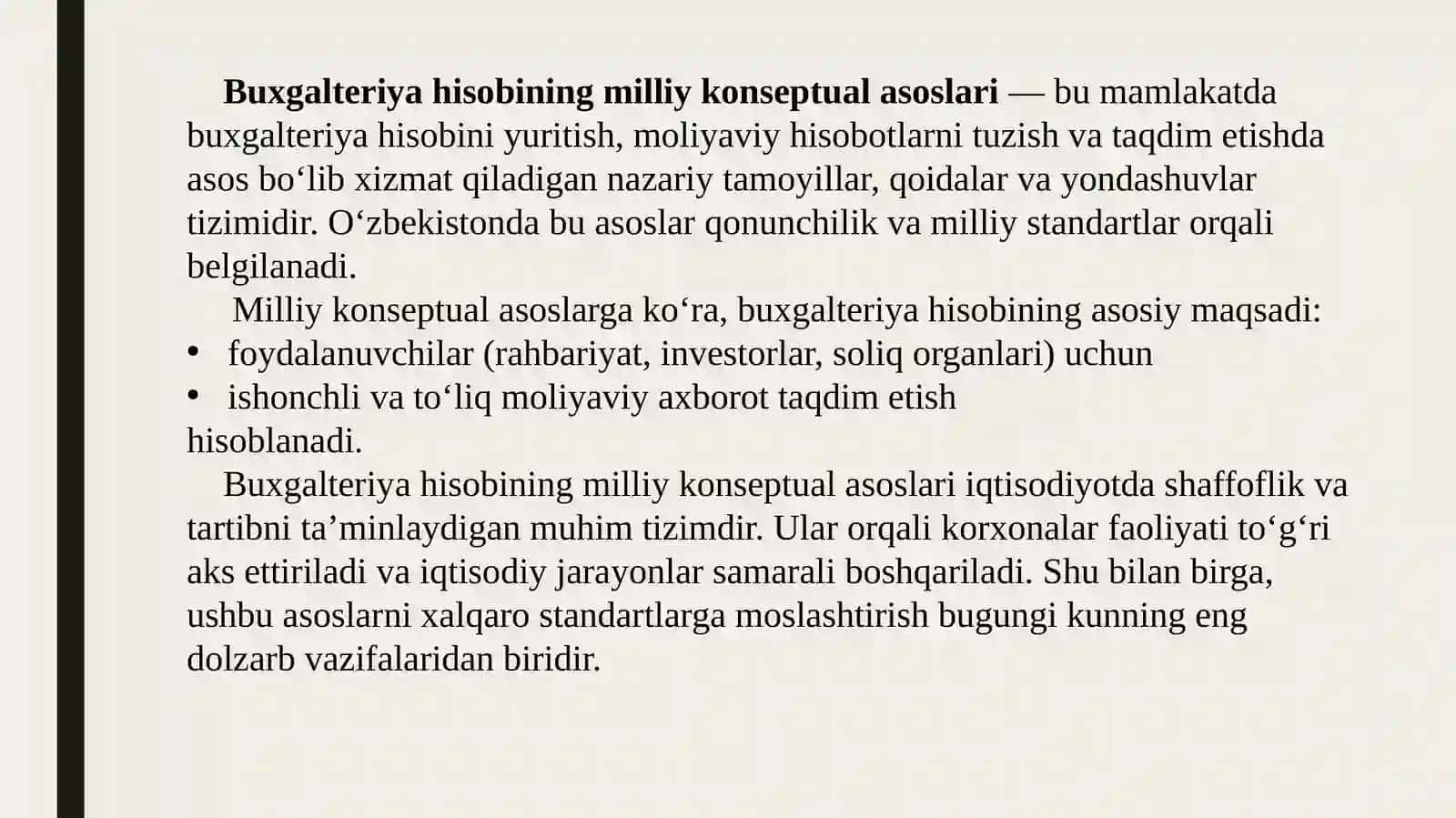 O‘zbekistondabuxgalteriyahisobiningmilliykonseptualasoslarinixalqarokontseptsiyalarigamuvofiqlashtirishdagimuammolarvaunitakomillashtirish 3