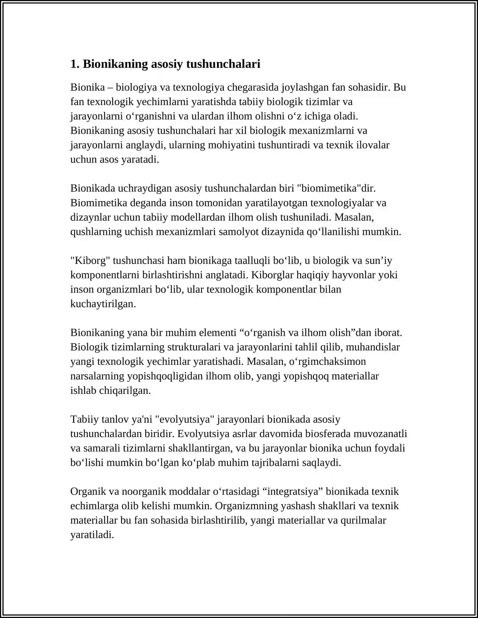 BIONIKA ASOSLARI VA UNING INSON HAYOTIDAGI O'RNI 3