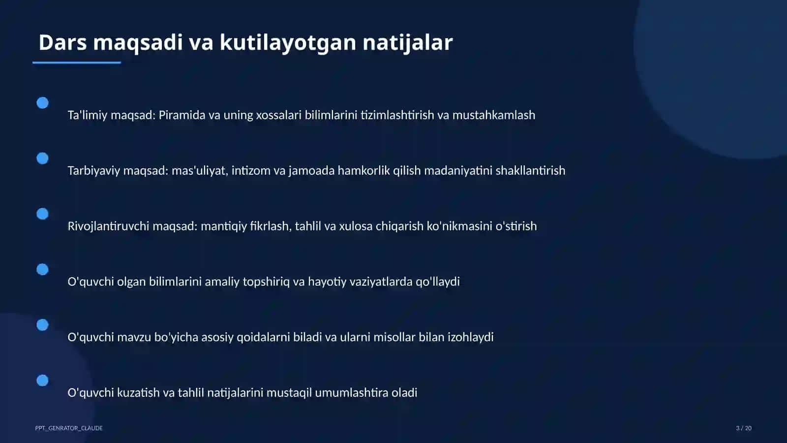 Piramida va uning xossalari (10-sinf) 3