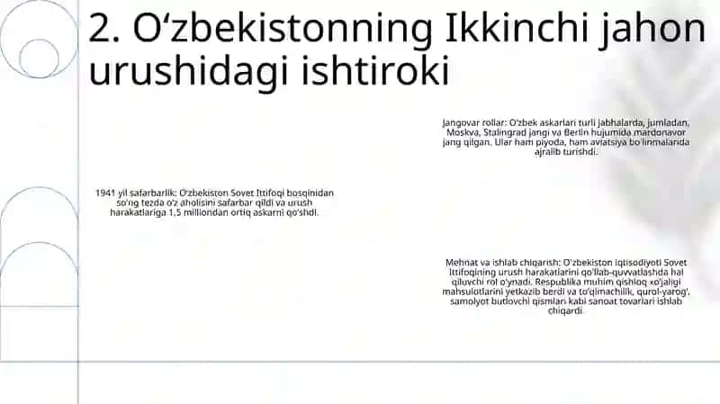 Ikkinchi Jahon Urushi Yillarida O'Zbekistondan Qatnashganlar 3