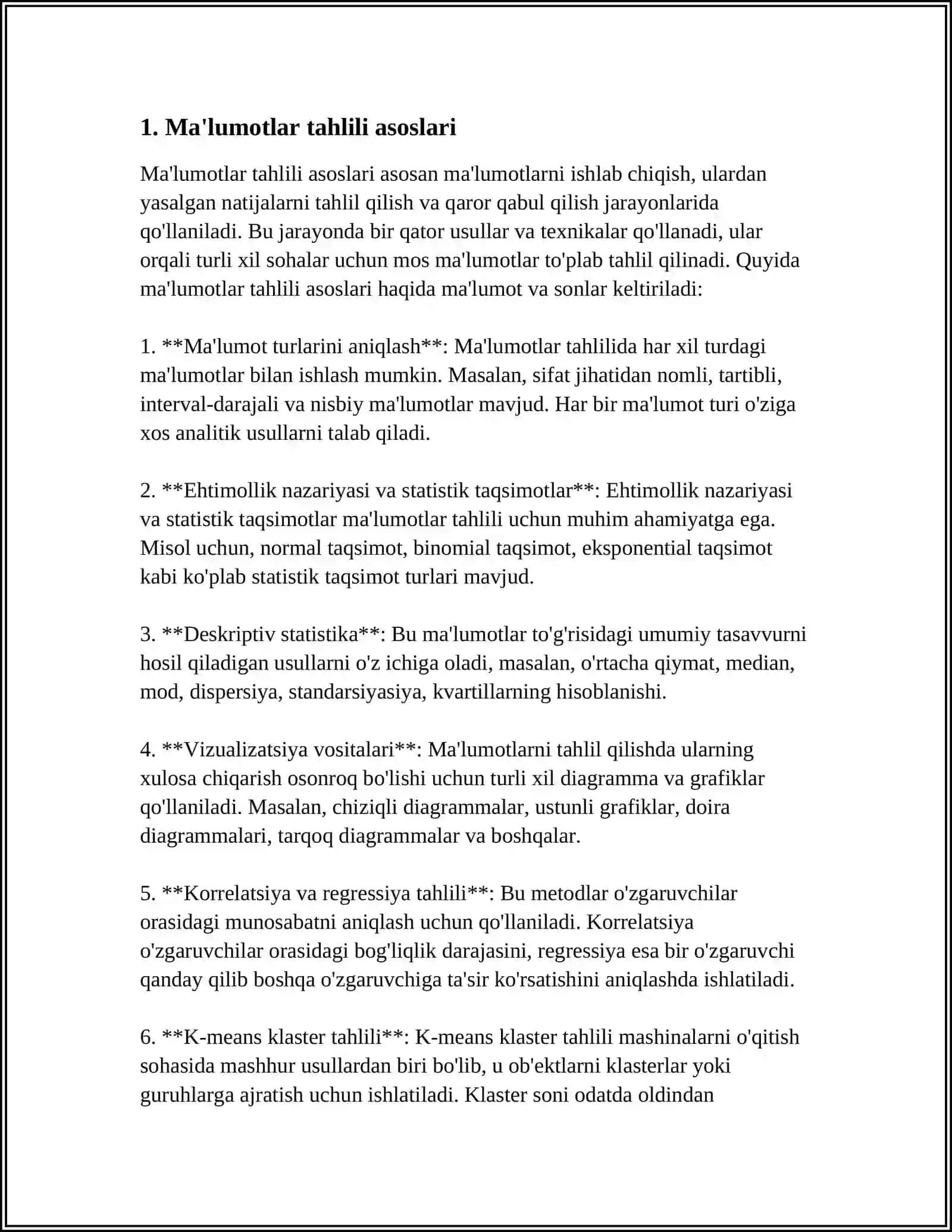 MA'LUMOTLARNI KOMPLEKS TAHLIL QILISH METODLARI VA VOSITALARI BO'YICHA A.P.KULAICHEV TADQIQOTLARI 3