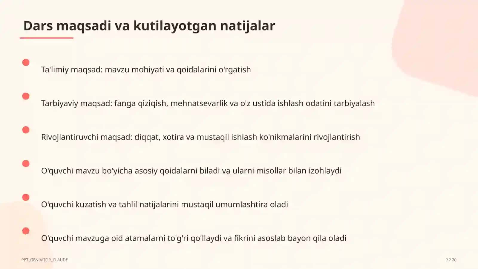 Dars rejasi 3