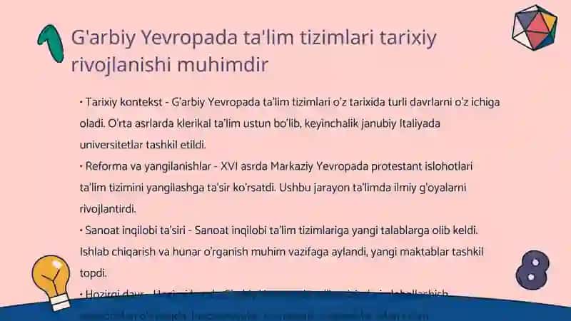G'arbiy Yevropada maktab, maorifni va pedagogik fikrlar 3