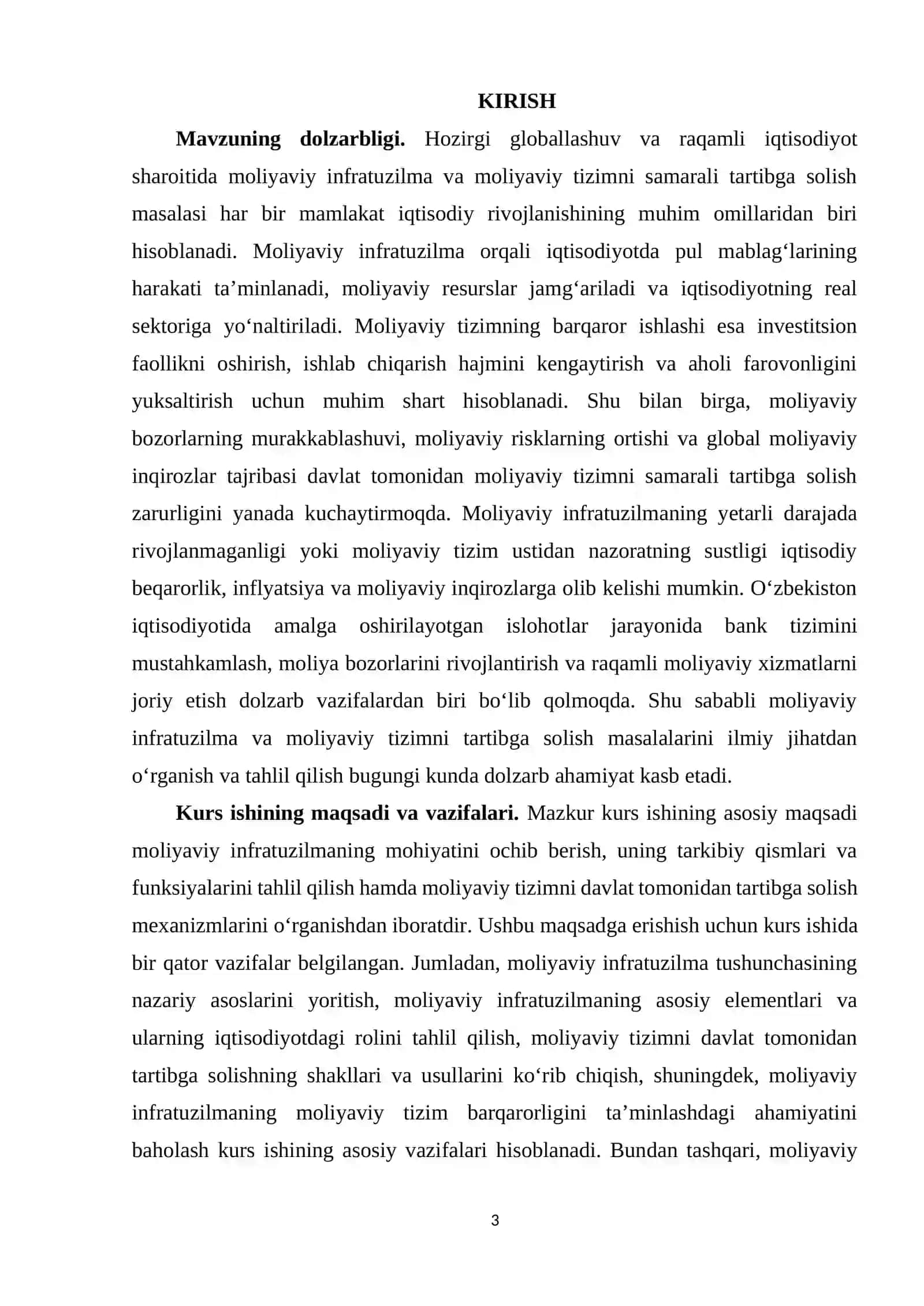 Moliyaviy infratuzilma va Moliyaviy tizimni tartibga solish 3