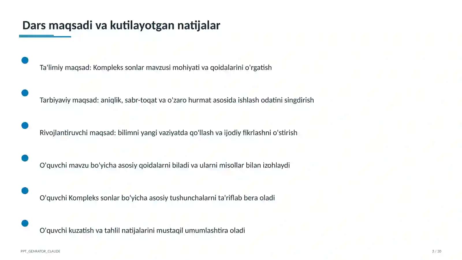 Kompleks sonlar (11-sinf) 3