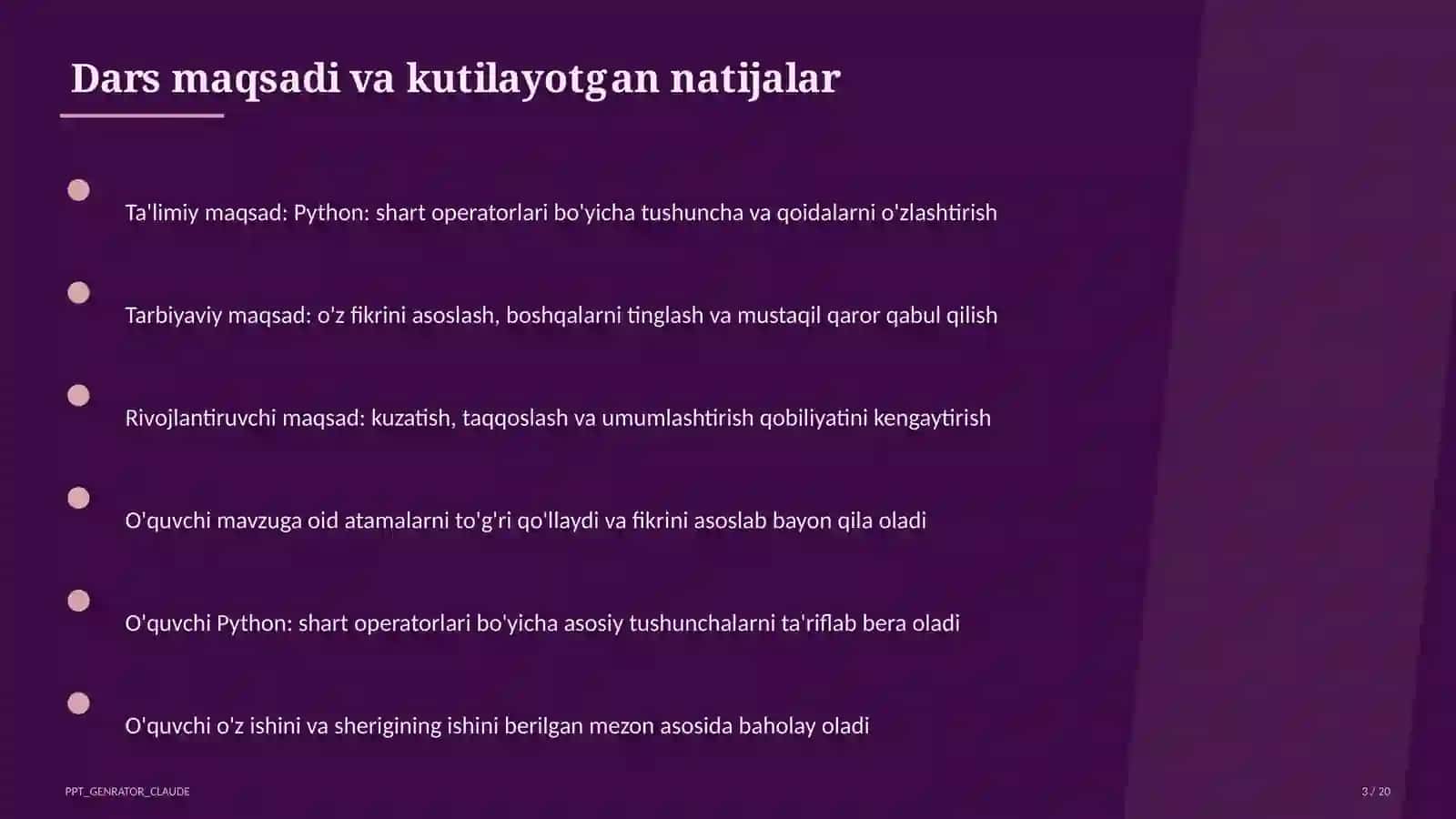 Python: shart operatorlari (8-sinf) 3