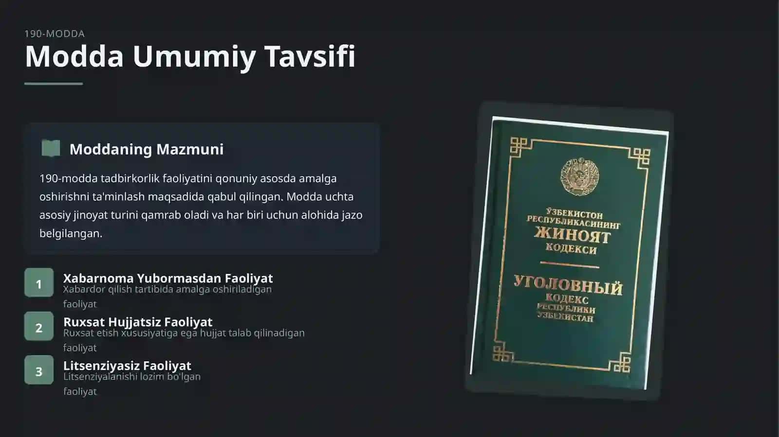 O'ZBEKISTON RESPUBLIKASI JINOYAT KODEKSI 3