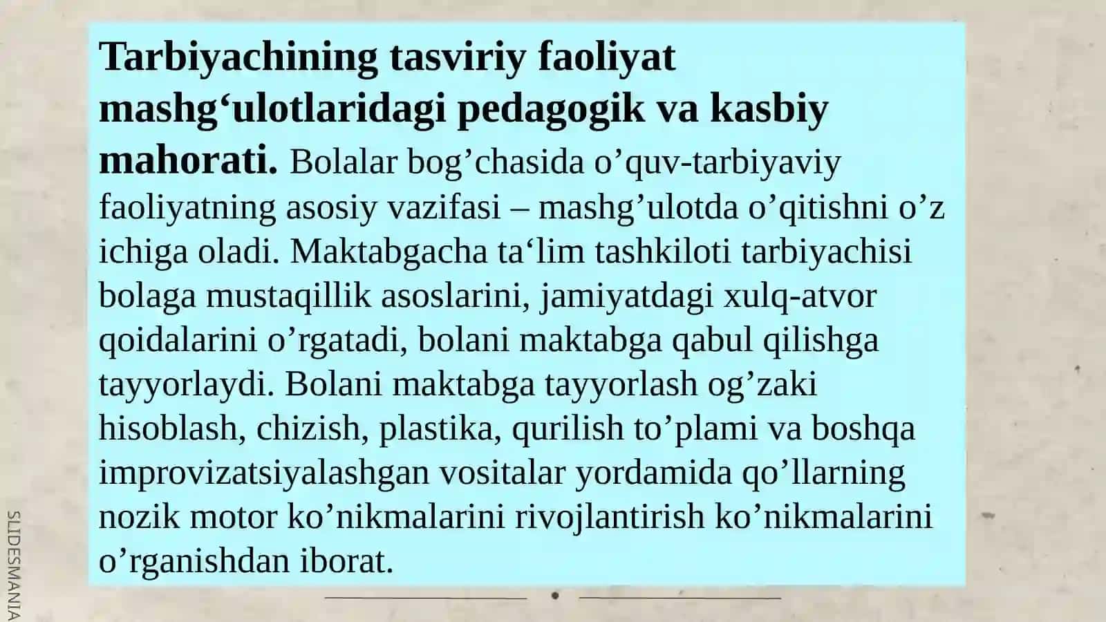 Tarbiyachining bolalarni tasviriy faoliyatga o’rgatish jarayonidagi o’rni 3