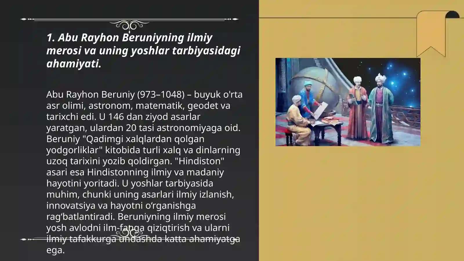 Abu Rayhon Beruniyning ilmiy merosi va uning yoshlar tarbiyasidagi ahamiyati 3