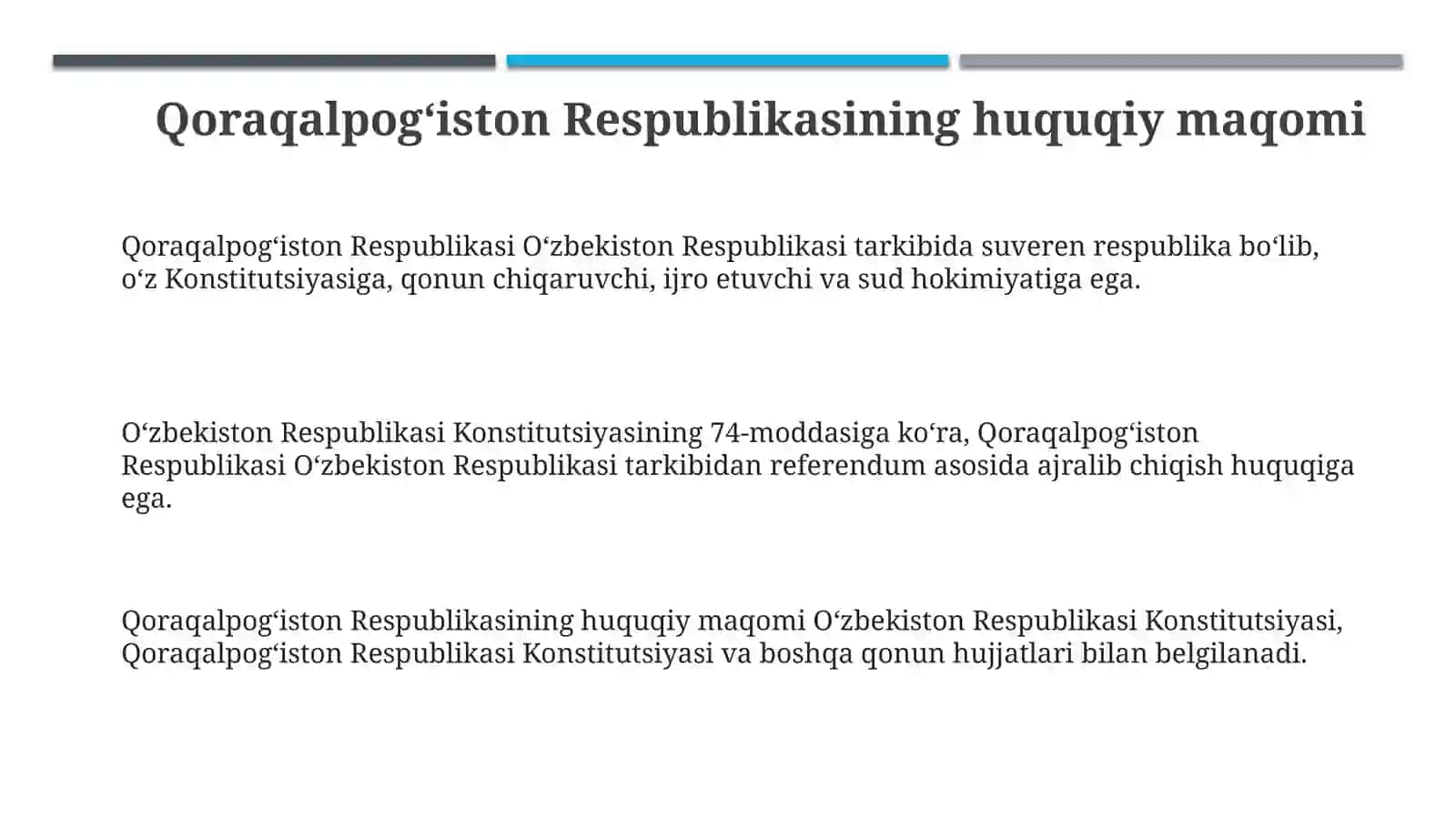 Qoraqalpogʻiston RespublikasiningHuquqiyMaqomi 3