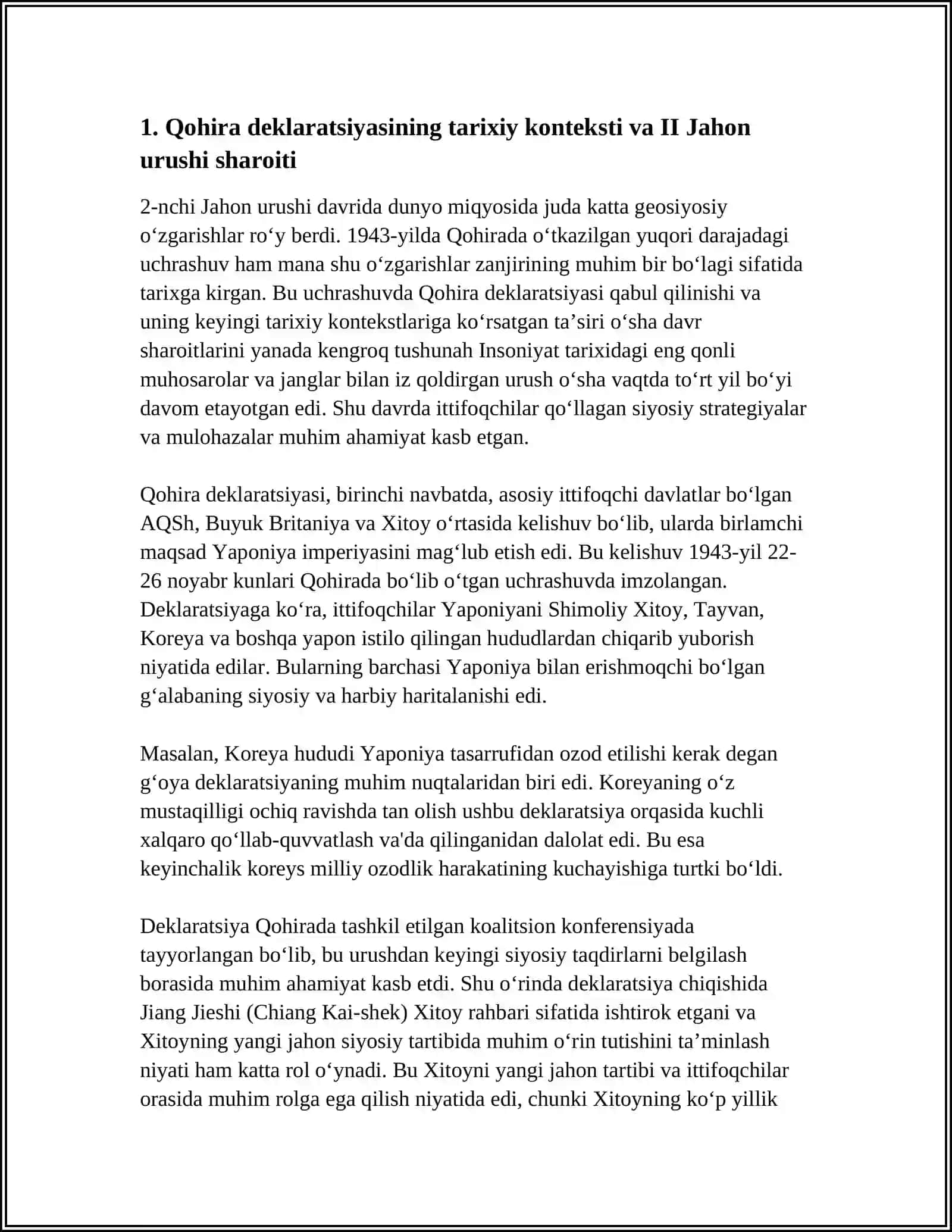 Qohira Deklaratsiyasi Tarixi va Mazmuni Borasida Tahliliy Maqola 3