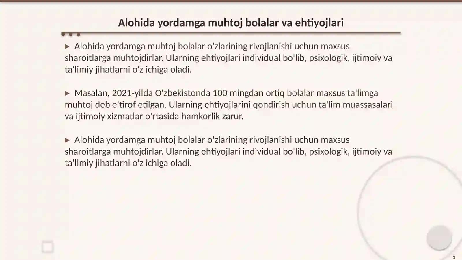 Alohida yordamga muhtoj bolani samarali uchun tashqi sharoitlar 3