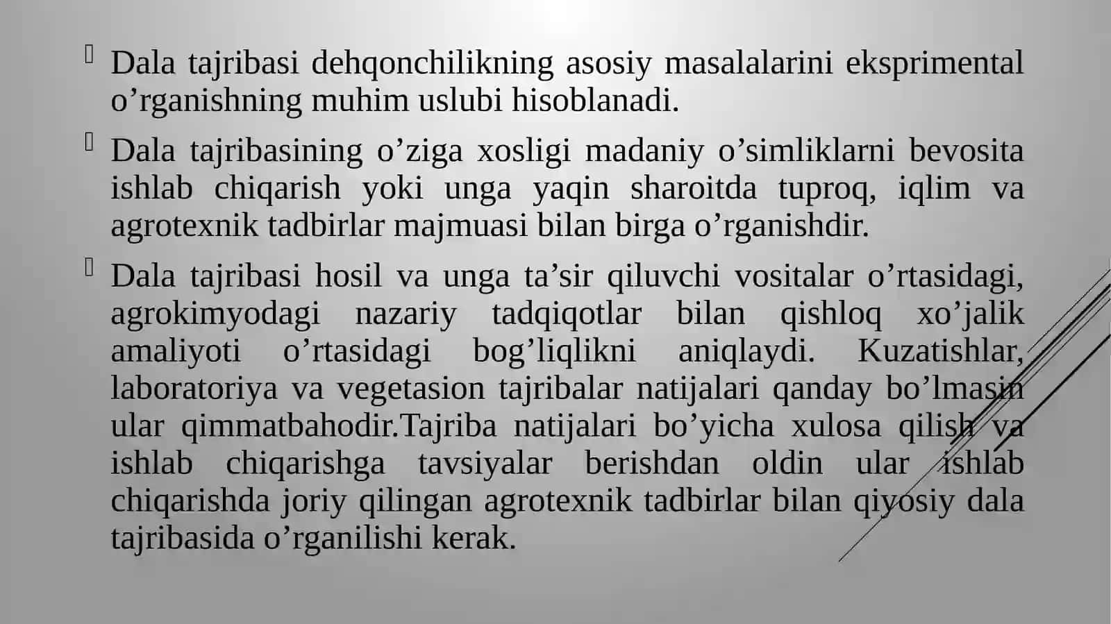DALA TAJRIBALARI VA ULARNING OLDIGA QO’YILADIGAN TALABLAR 3