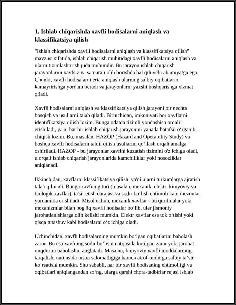Ishlab chiqarishda xavfli hodisalarni aniqlash va klassifikatsiya qilish 3