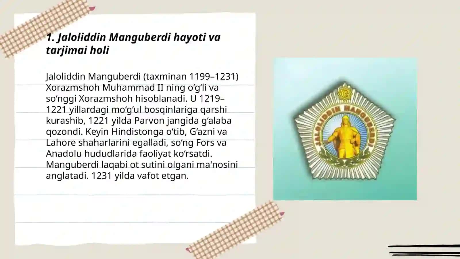 Jaloliddin Manguberdi hayoti va tarjimai holi 3