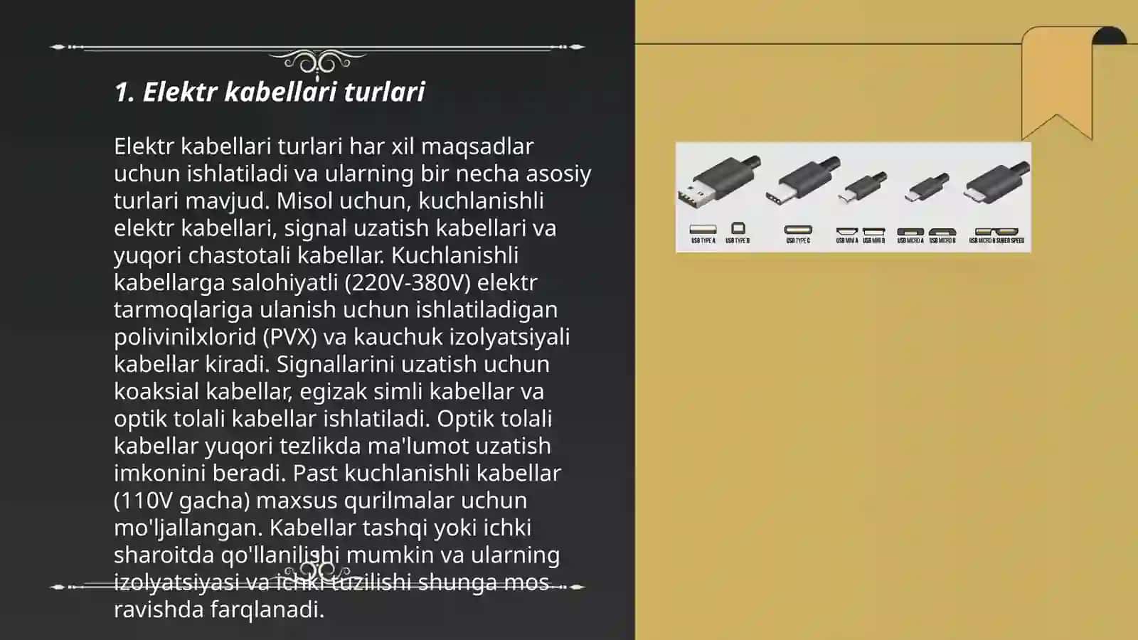 Kabellarning turlari va xarakteristkalari 3