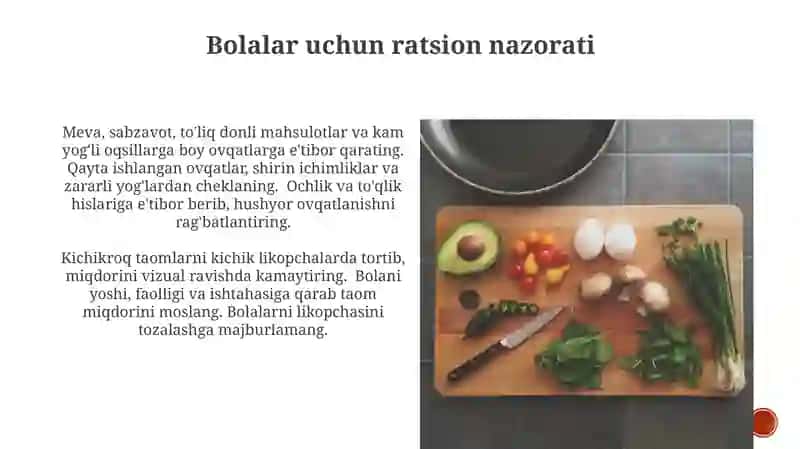 Bolalar uchun ovqatlantirish tavsifi 3