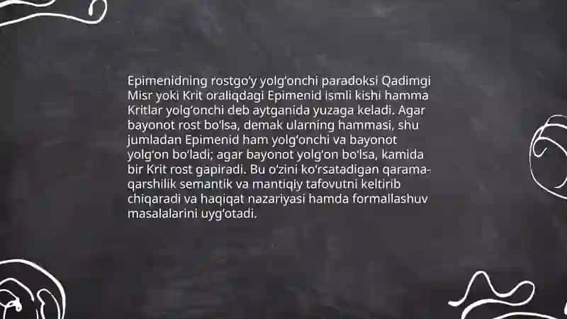 Epimenidning Rostgoʻy yolgʻonchi paradoksi 3