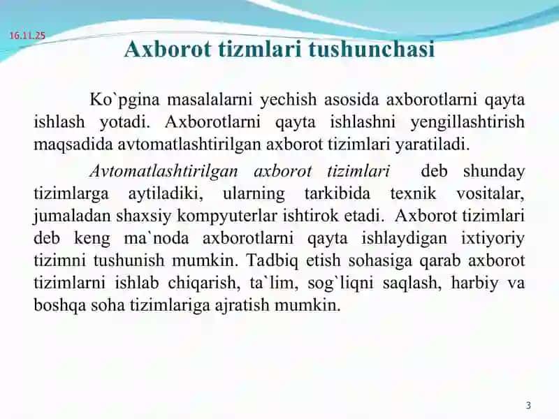 Berilganlar bazasiga kirish 3