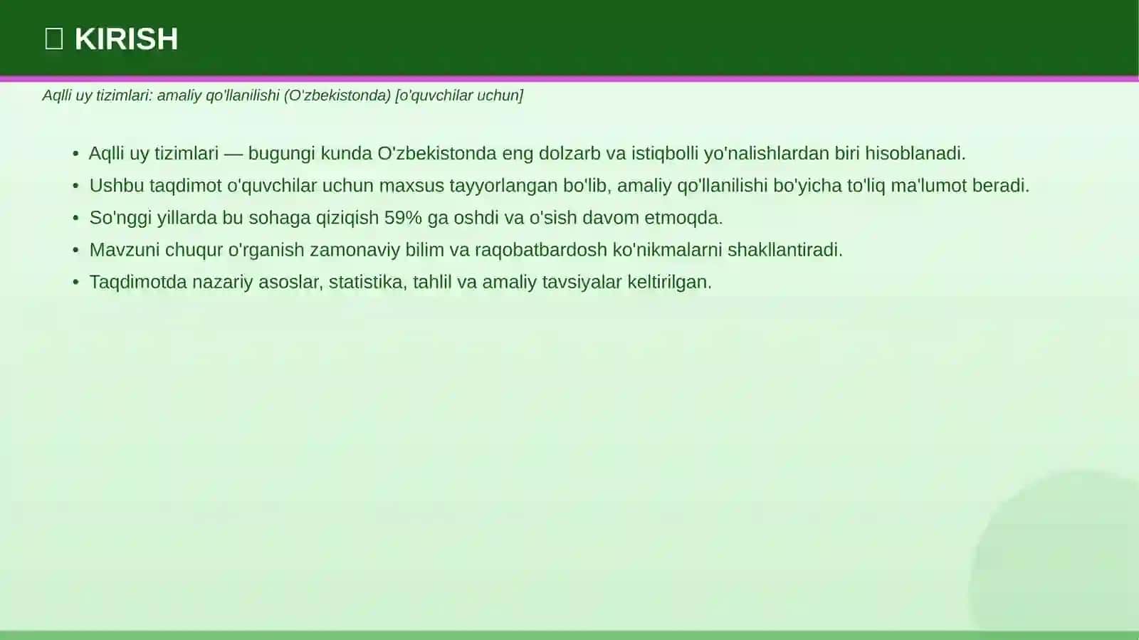 Aqlli Uy Tizimlari: Amaliy qo'llanilishi (O'zbekistonda) 3