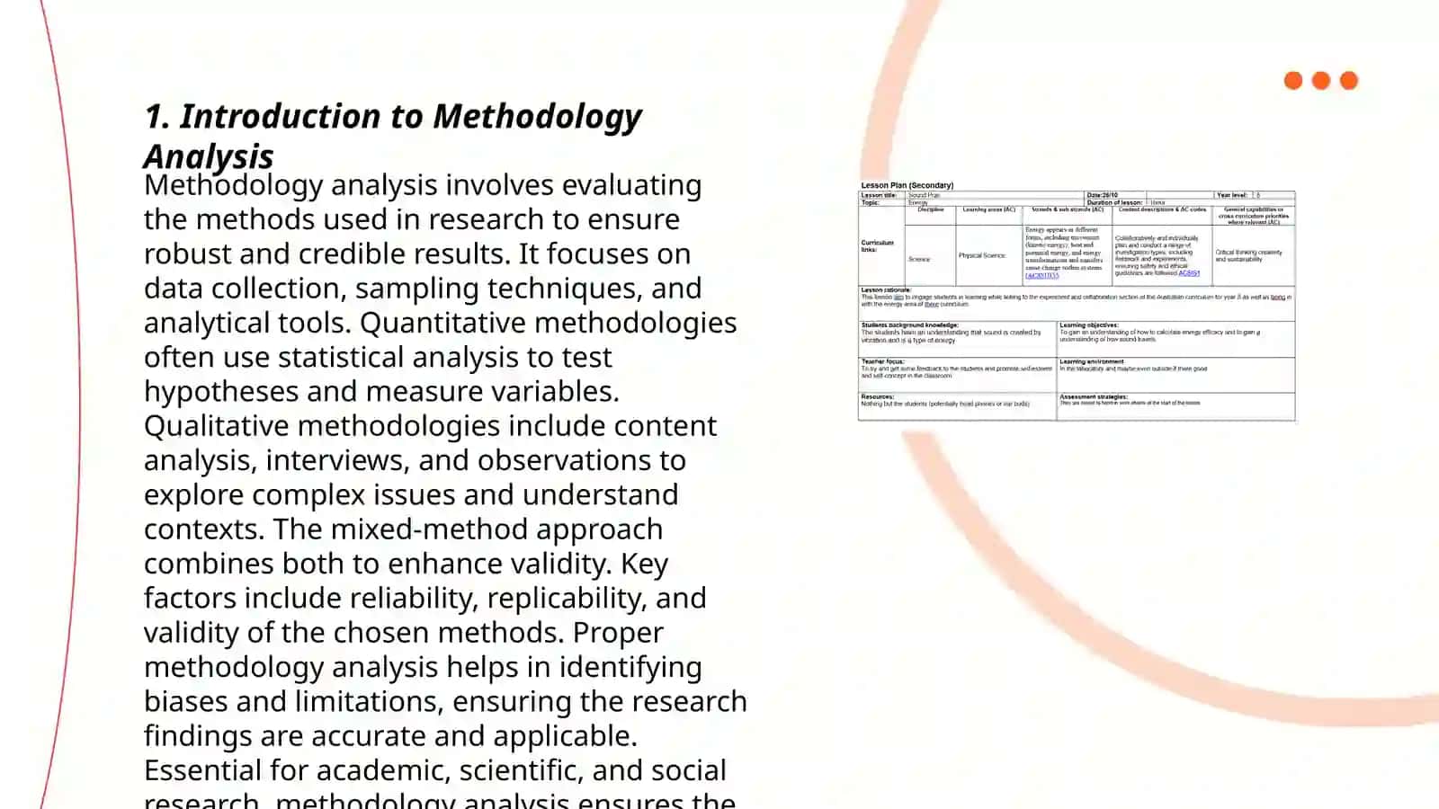 Lesson plan on Methodology analysis 3